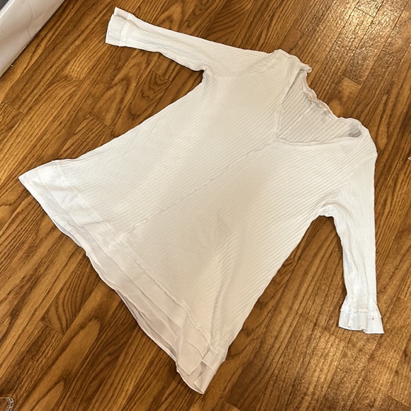 SOFT Surroundings White Knit V-Neck Contrast Trim Rossi Tunic Size Large - Picture 5 of 9